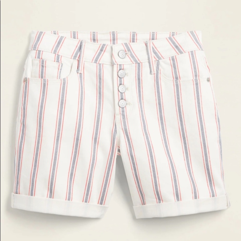 NWOT Old Navy Mid-rise button-fly multi-stripe jean short 5” inseam size 8